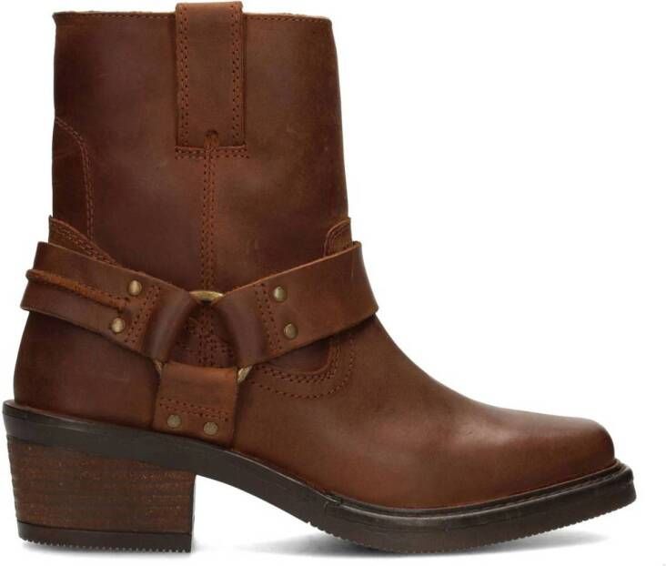 PS Poelman Hailee leren bikerboots cognac