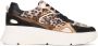 PS Poelman Jana chunky leren sneakers zwart beige panter - Thumbnail 1