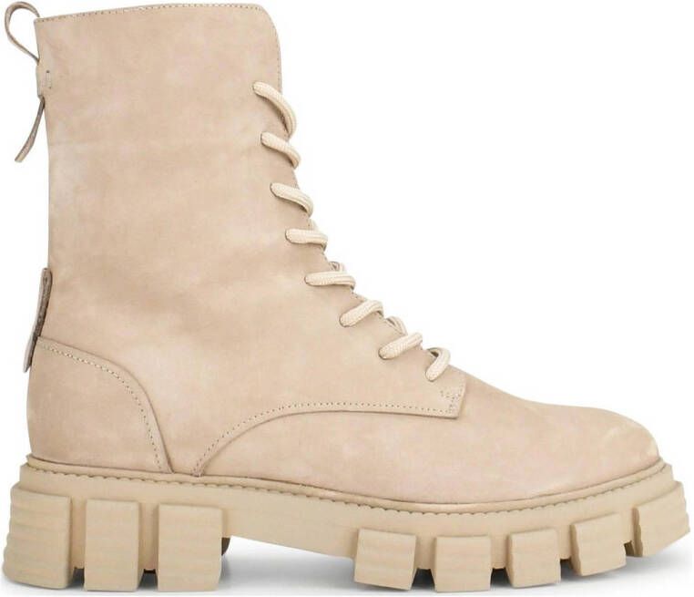 PS Poelman Kim leren veterboots beige