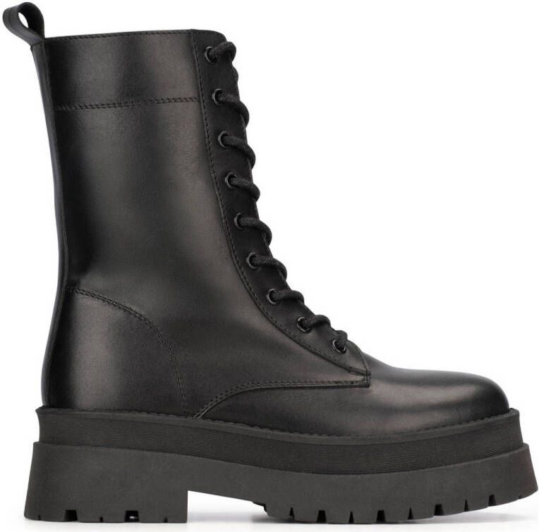 PS Poelman Korio leren veterboots zwart