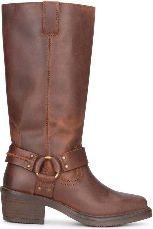 PS Poelman leren bikerboots cognac