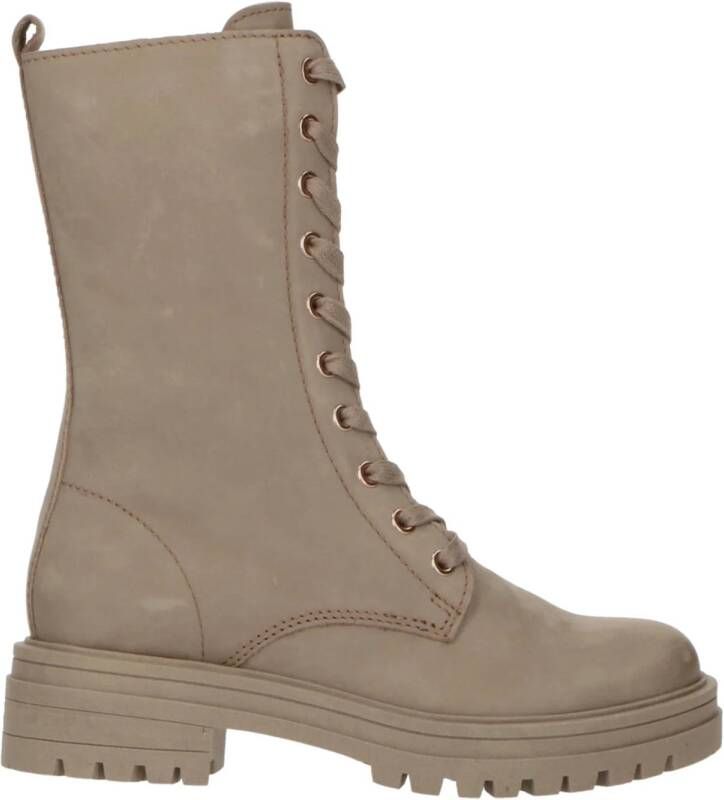 PS Poelman leren veterboots taupe Bruin Meisjes Leer Effen 39