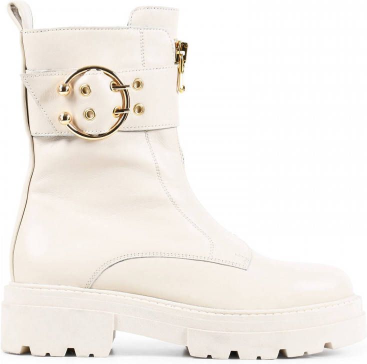 PS Poelman Loki leren bikerboots off white