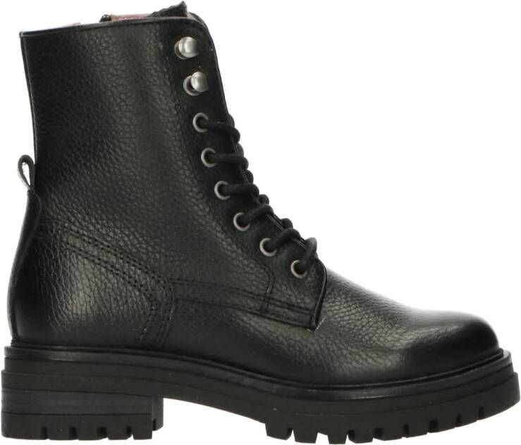 PS Poelman Mink-83 leren veterboots zwart Meisjes Leer Effen 31