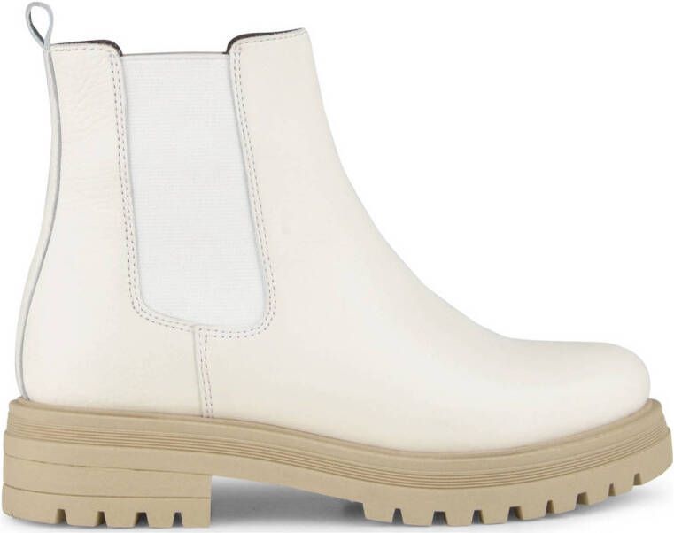 PS Poelman Mink leren chelsea boots off white