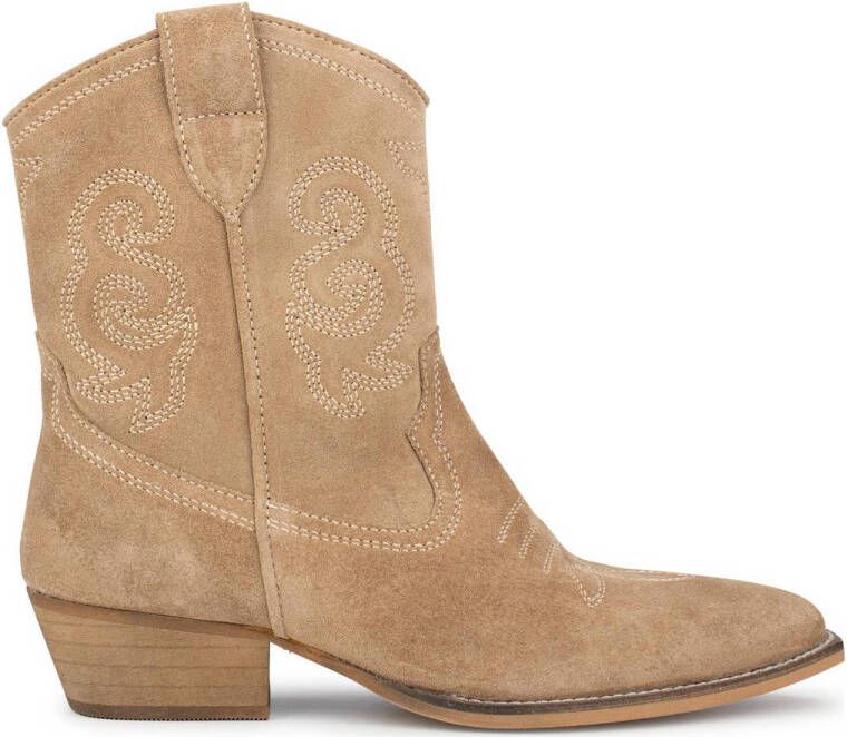 PS Poelman Moco suede cowboylaarzen beige Schoenen