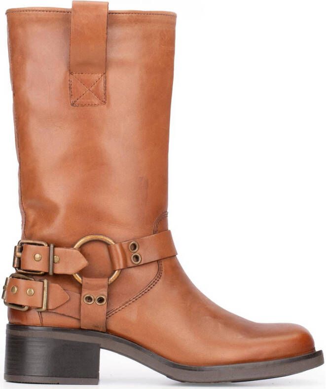 PS Poelman Modular leren bikerboots cognac