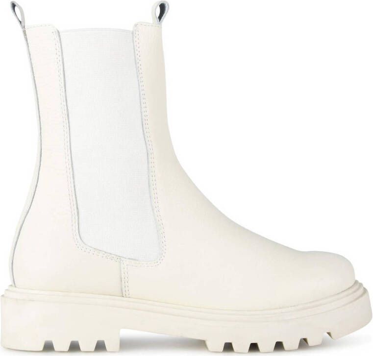 PS Poelman Saturno leren chelsea boots off white