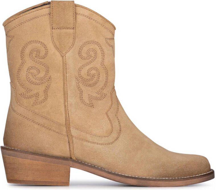 PS Poelman Sidonia suède cowboylaarzen beige