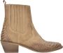 PS Poelman Leren Western Cowboy Enkellaarzen met Snake Print Details Tartor Cappuccino Beige Bruin Dames - Thumbnail 1