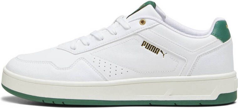 Puma Klassieke Court Sneaker met Groene en Gouden Accenten White