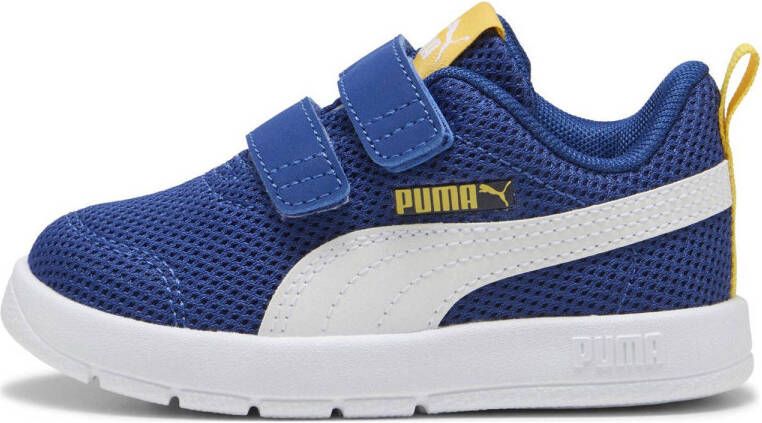 Puma Courtflex V3 sneakers kobaltblauw wit geel