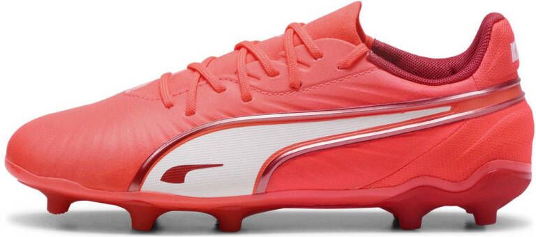 Puma King Match FG AG Junior voetbalschoenen rood wit donkerrood