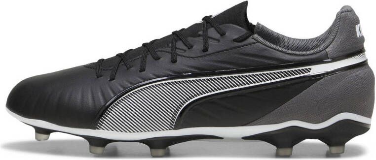 Puma King Match senior voetbalschoenen zwart wit grijs