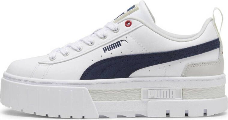 Puma Mayze leren sneakers wit donkerblauw