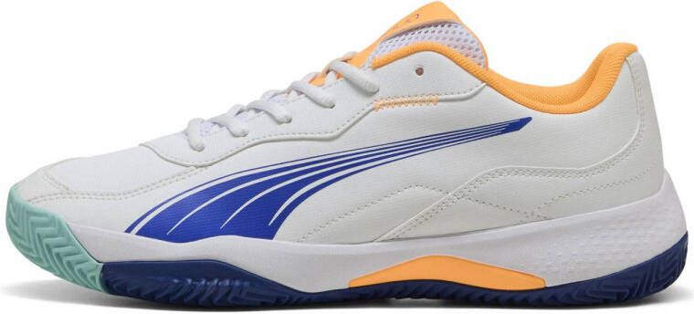 Puma NOVA Smash padelschoenen wit blauw geel