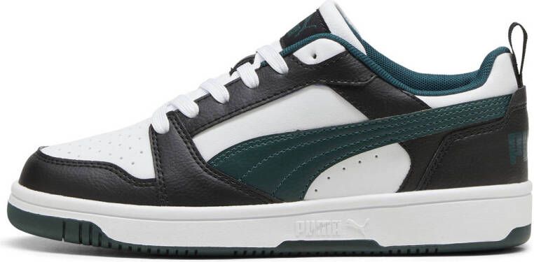 Puma Rebound V6 Lo Jr sneakers wit zwart donkergroen