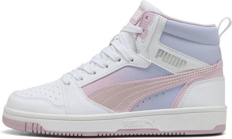 Puma Rebound V6 Mid Blurry Dreams sneakers wit roze lichtblauw