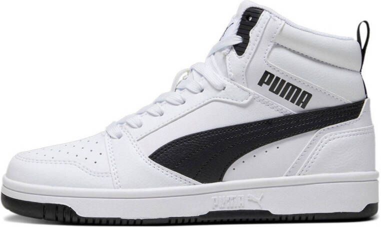 Puma Rebound v6 Mid V6 Mid sneakers lichtgrijs donkerblauw rood Jongens Meisjes Imitatieleer 39