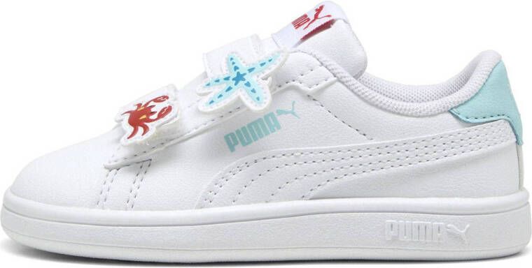 Puma Smash 3.0 Badges V sneakers wit lichtblauw rood