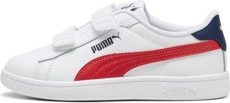 Puma Smash 3.0 L V leren sneakers wit rood donkerblauw Leer 20