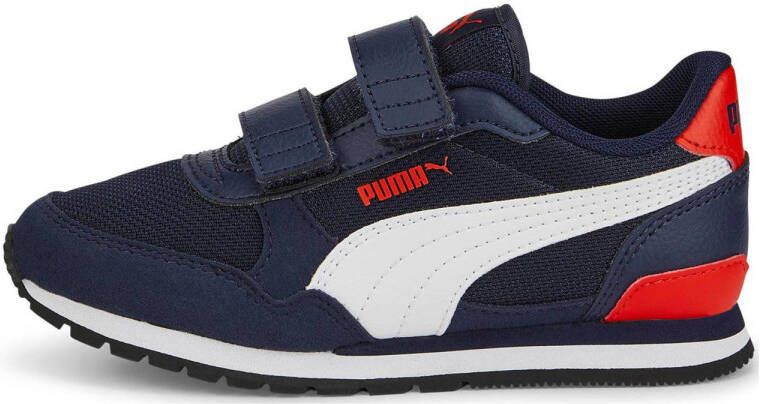 Puma ST Runner V3 V sneakers donkerblauw zwart rood Jongens Meisjes Mesh 34