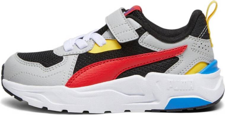 Puma Trinity Lite AC sneakers grijs zwart rood Jongens Meisjes Mesh Meerkleurig 35