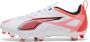 PUMA ULTRA 5 PLAY FG AG Jr Unisex Sportschoenen White- Black-Glowing Red - Thumbnail 1