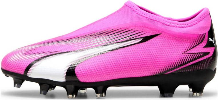 Puma Ultra Match FG AG Junior voetbalschoenen roze wit zwart Imitatieleer 28