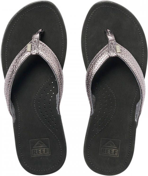 Reef Miss J-Bay leren teenslippers zilver