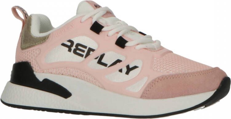 REPLAY Maze Jr. sneakers lichtroze wit