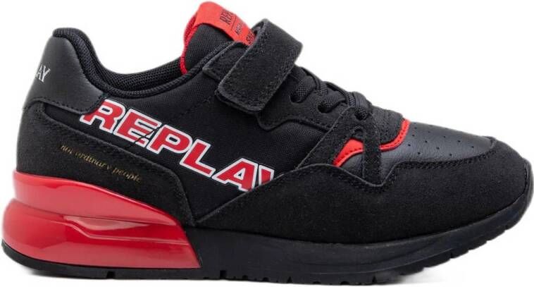 REPLAY Shoot JR 9 suède sneakers zwart