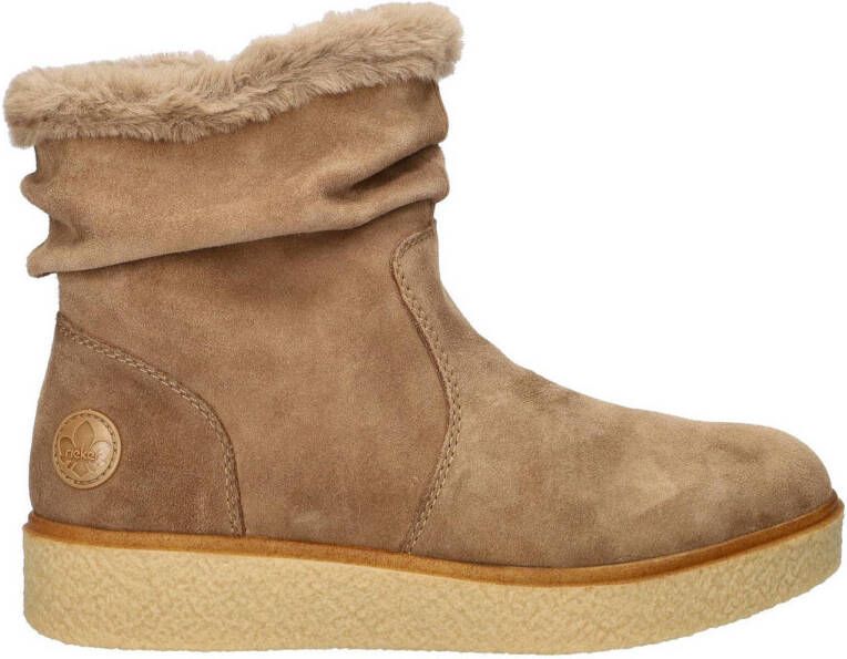 Rieker comfort gevoerde suède enkelboots taupe