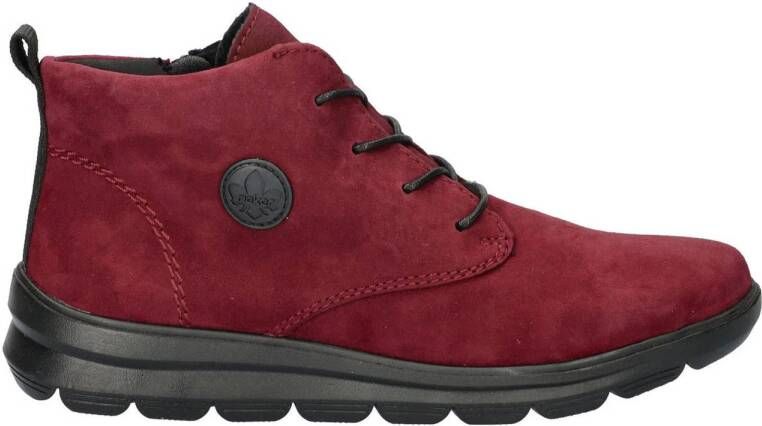 Rieker gevoerde nubuck veterboots bordeauxrood