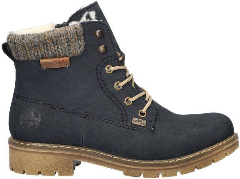 Rieker gevoerde veterboots donkerblauw