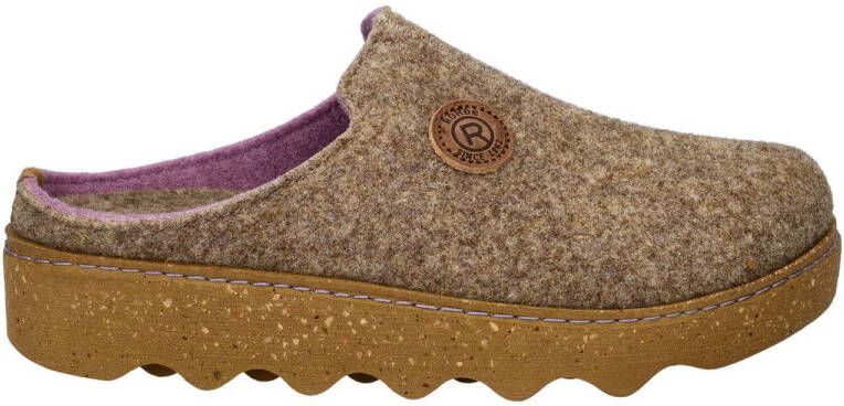 Rohde Comfortabele Beige Pantoffel met Paarse Details Beige Dames