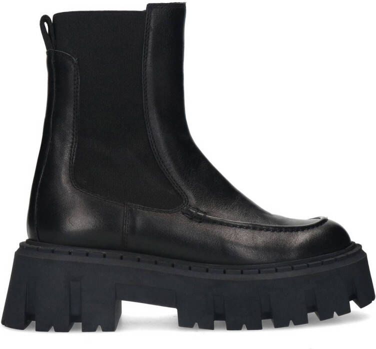 Sacha chunky leren chelsea boots zwart