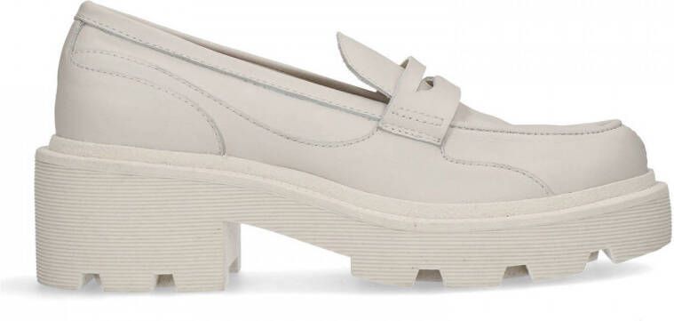 Sacha Dames Latte leren platform loafers