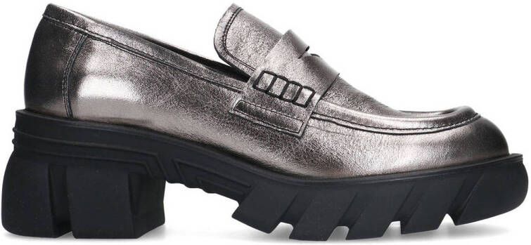 Sacha chunky leren loafers zilver metallic