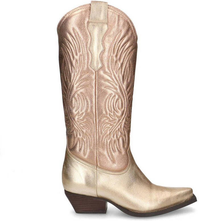 Sacha Dames Goudkleurige metallic cowboylaarzen