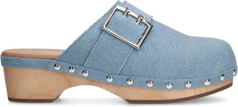 Sacha Dames Denim clogs met buckle