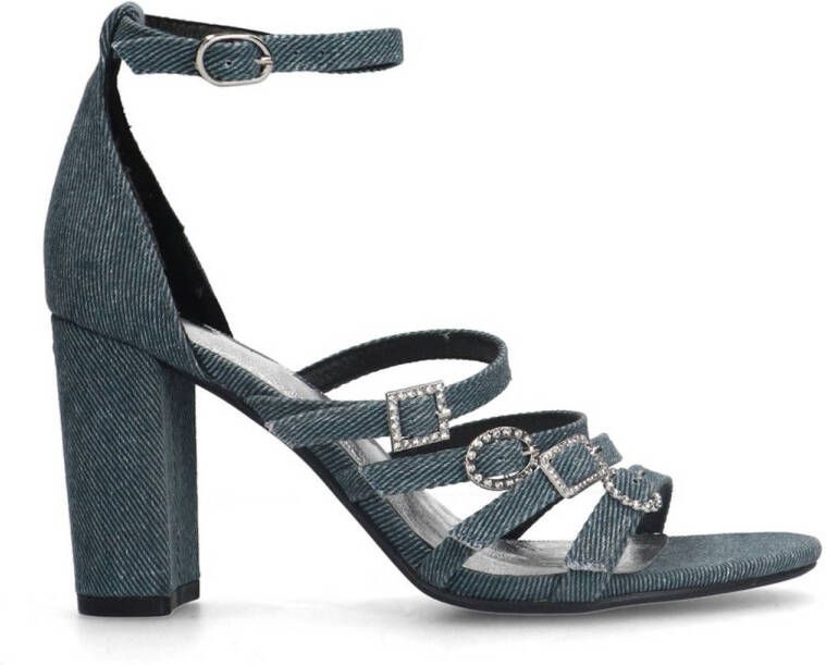 Sacha Dames Denim strass sandalen met hak