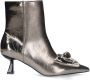 Sacha Dames Antraciet metallic enkellaarsjes met hak - Thumbnail 1