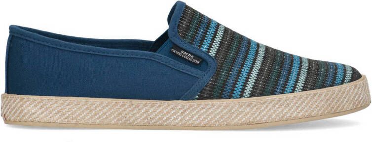 Sacha Heren Donkerblauwe canvas loafers met strepen