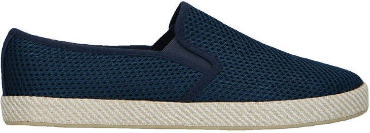 Sacha Heren Donkerblauwe canvas loafers met geweven touwzool