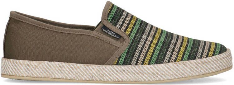 Sacha Heren Khaki canvas loafers met strepen