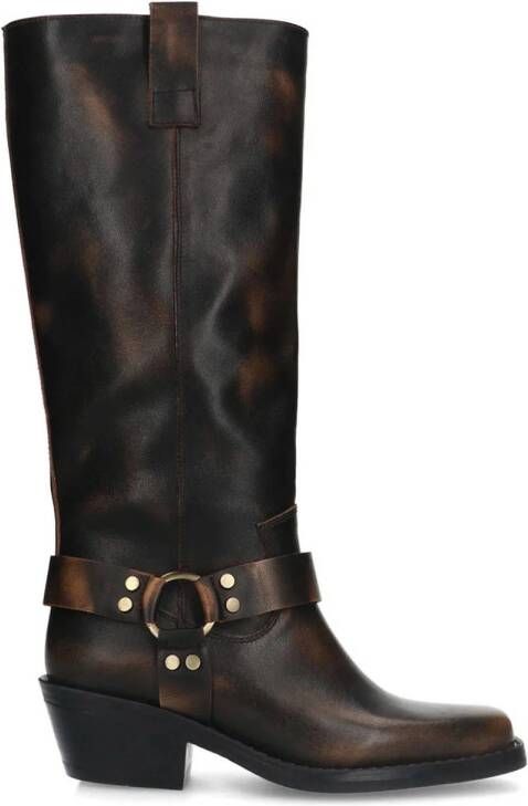 Sacha Dames Brownwashed hoge biker boots