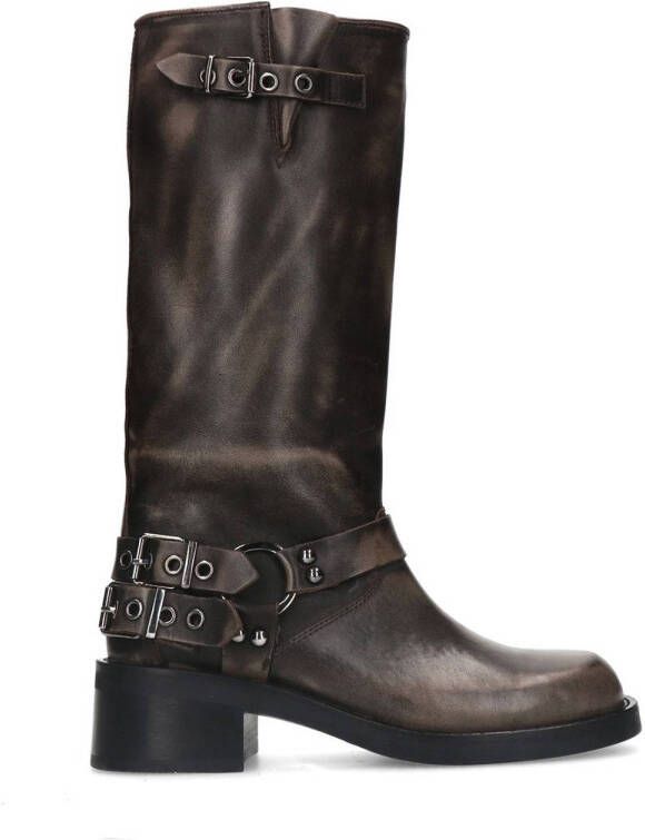 Sacha Dames PRE-ORDER Greywashed buckle biker boots