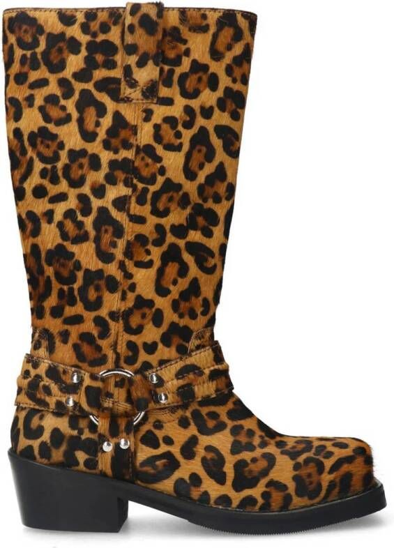 Sacha Dames Leopard leren biker boots