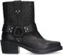 Sacha Dames Zwarte leren croco biker boots - Thumbnail 1